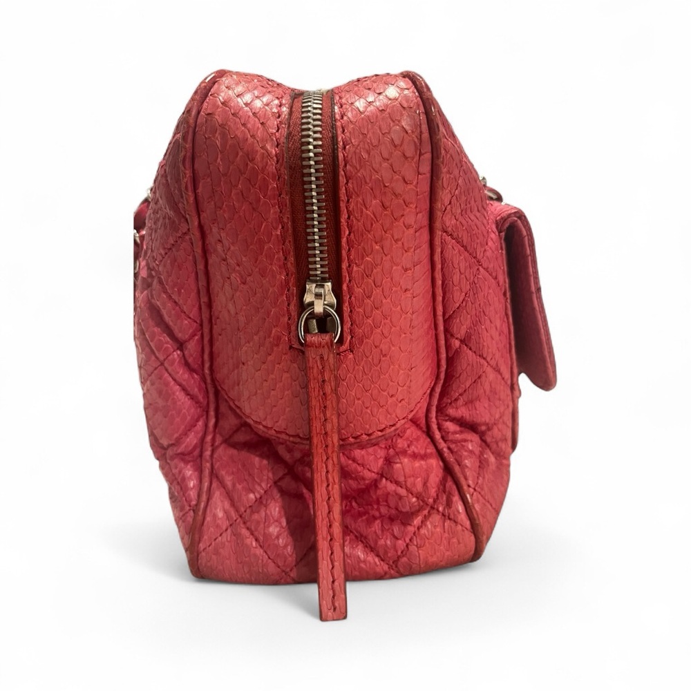 Chanel Python Leather Shoulder Bag Fuscia Silver … - image 3